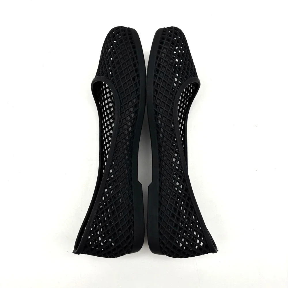 NEW Jeffrey Campbell SUNI Black Square Toe Slip On Jelly Ballet Flats US8 EU38